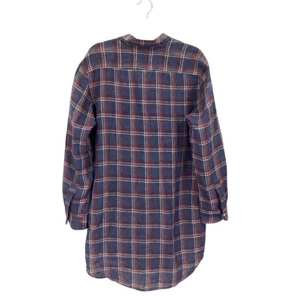 Frank & Eileen Mary Linen Button Front Shirtdress Blue Red Plaid Size Medium - Picture 6 of 10